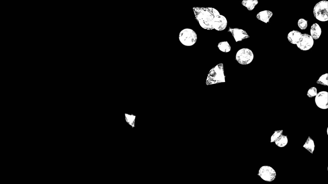 High quality animation of falling diamond particles loop infinitely green screen animation luxury