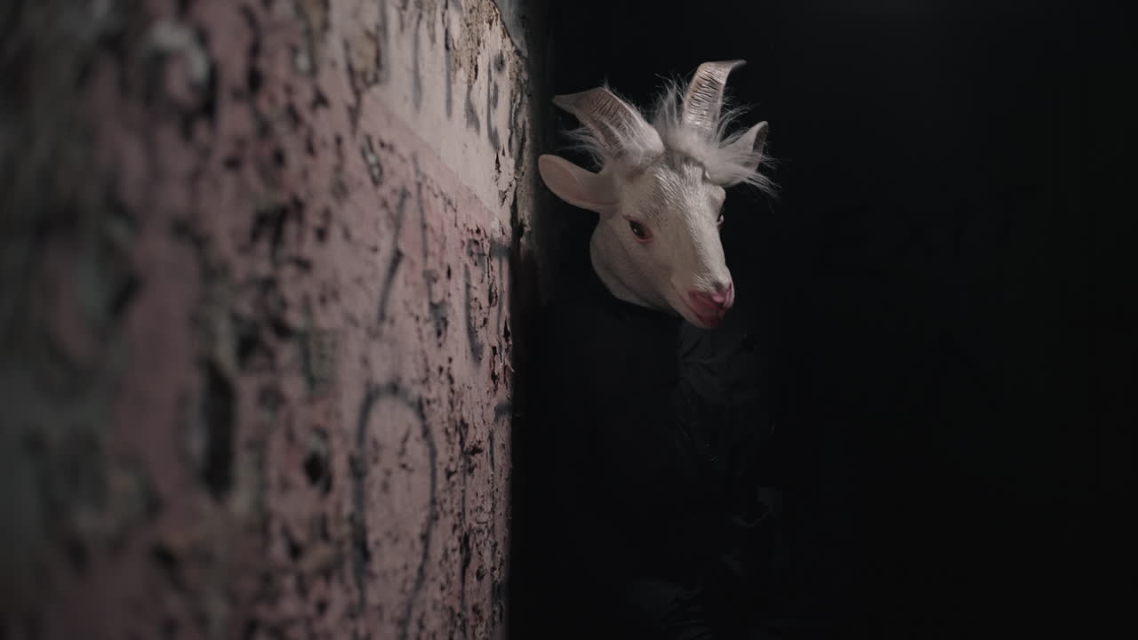 Goat Mask in a Dark Alley