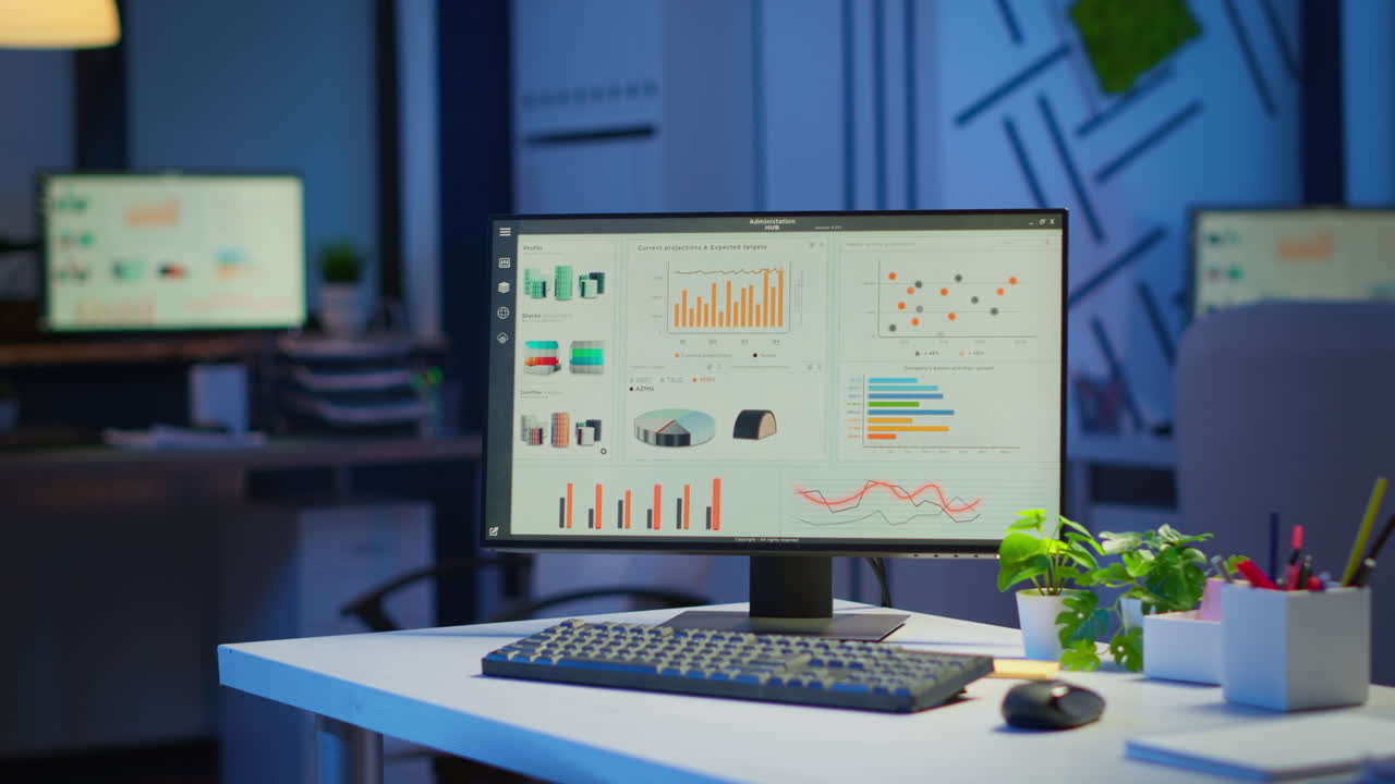 interior de una oficina de negocios vacía durante la noche