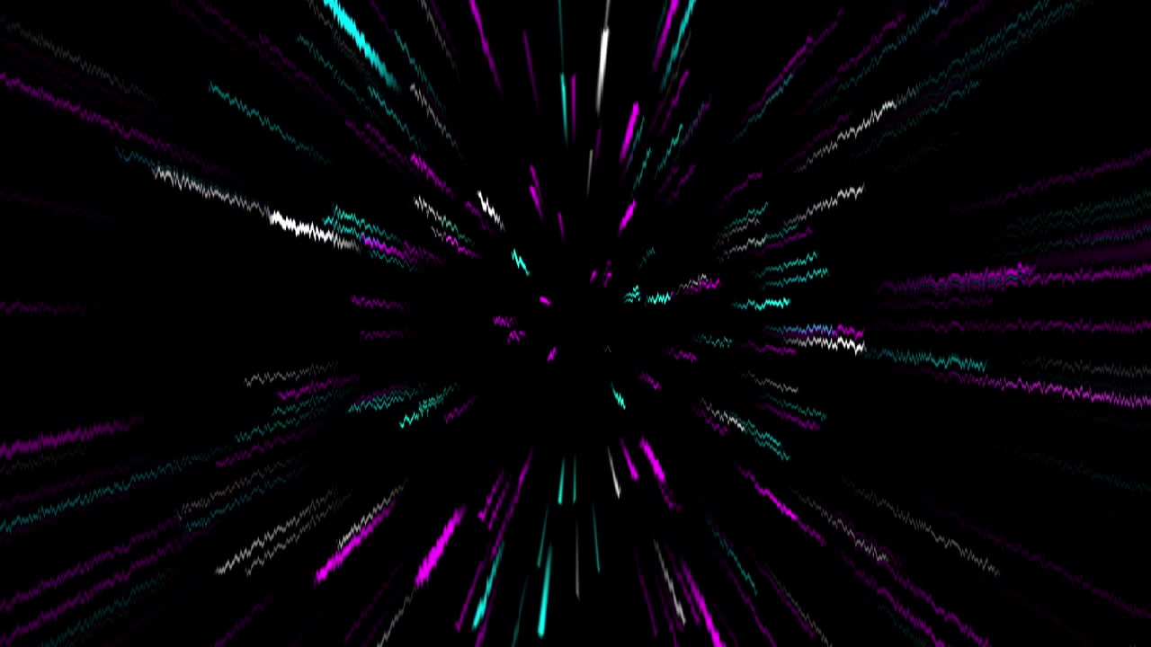 Abstract Neon Lines Zooming Through Dark Space