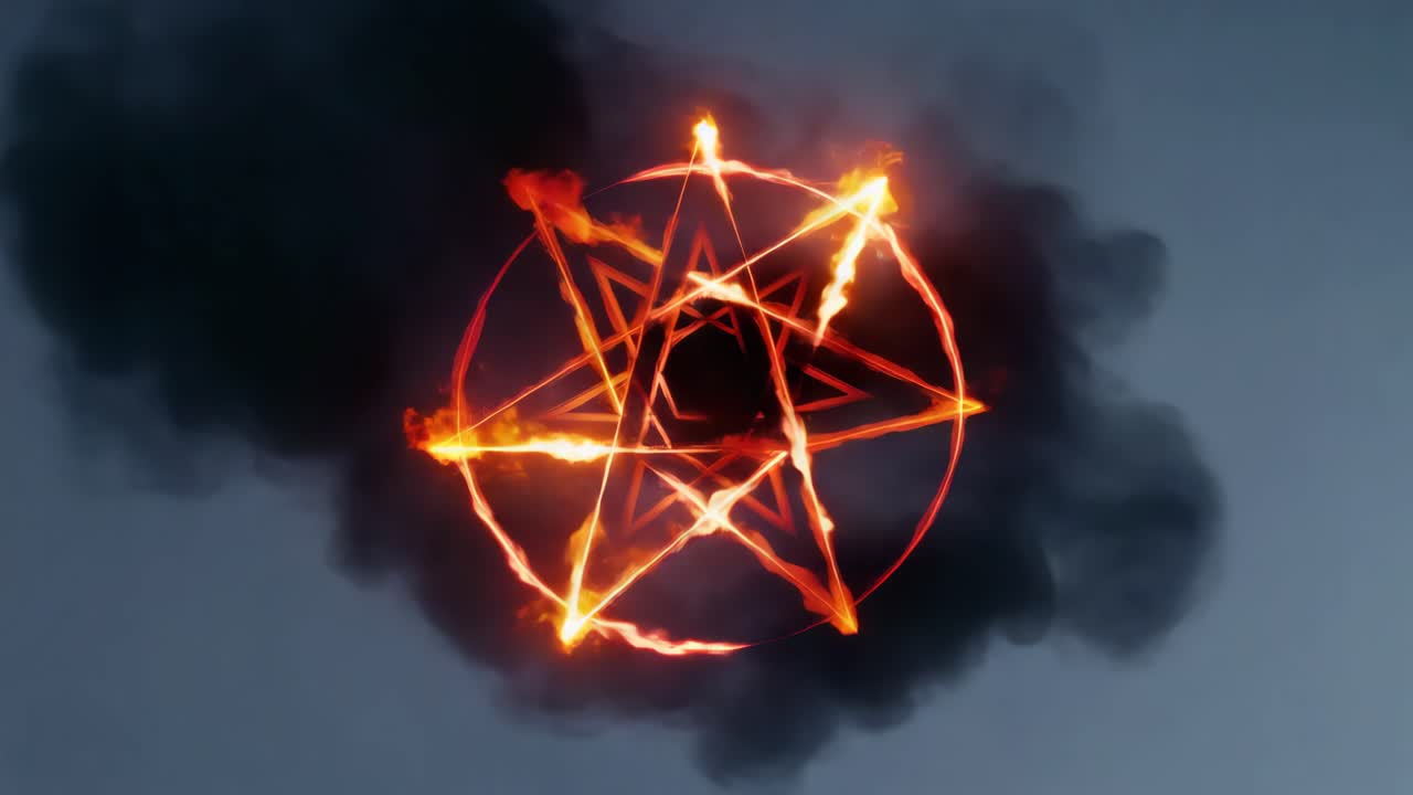 Fiery Pentagram Symbol