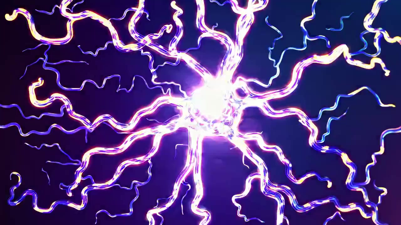 Glowing Neuron Transmitting Electrical Impulses in a Neural Network