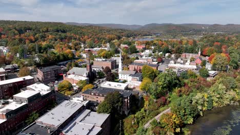 aerial high fast push in to brattleboro vermont