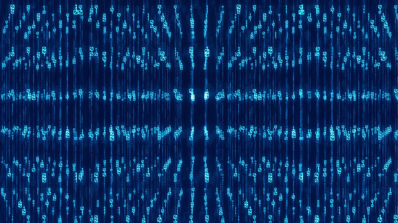 Blue Matrix Style Digital Rain Falling Binary Code Background Loop