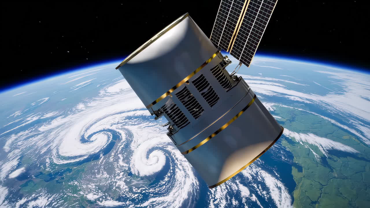 Satellite in Orbit Over Earth