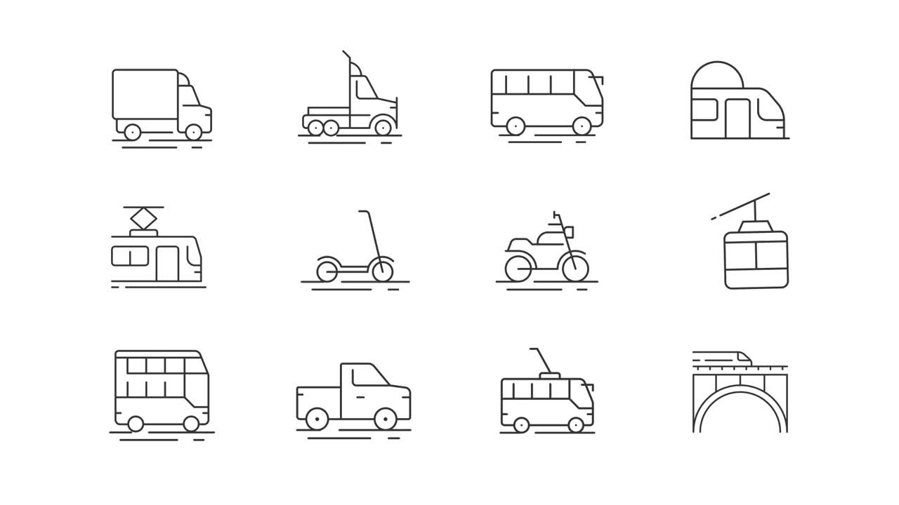Icons of Various Modes of Transportation