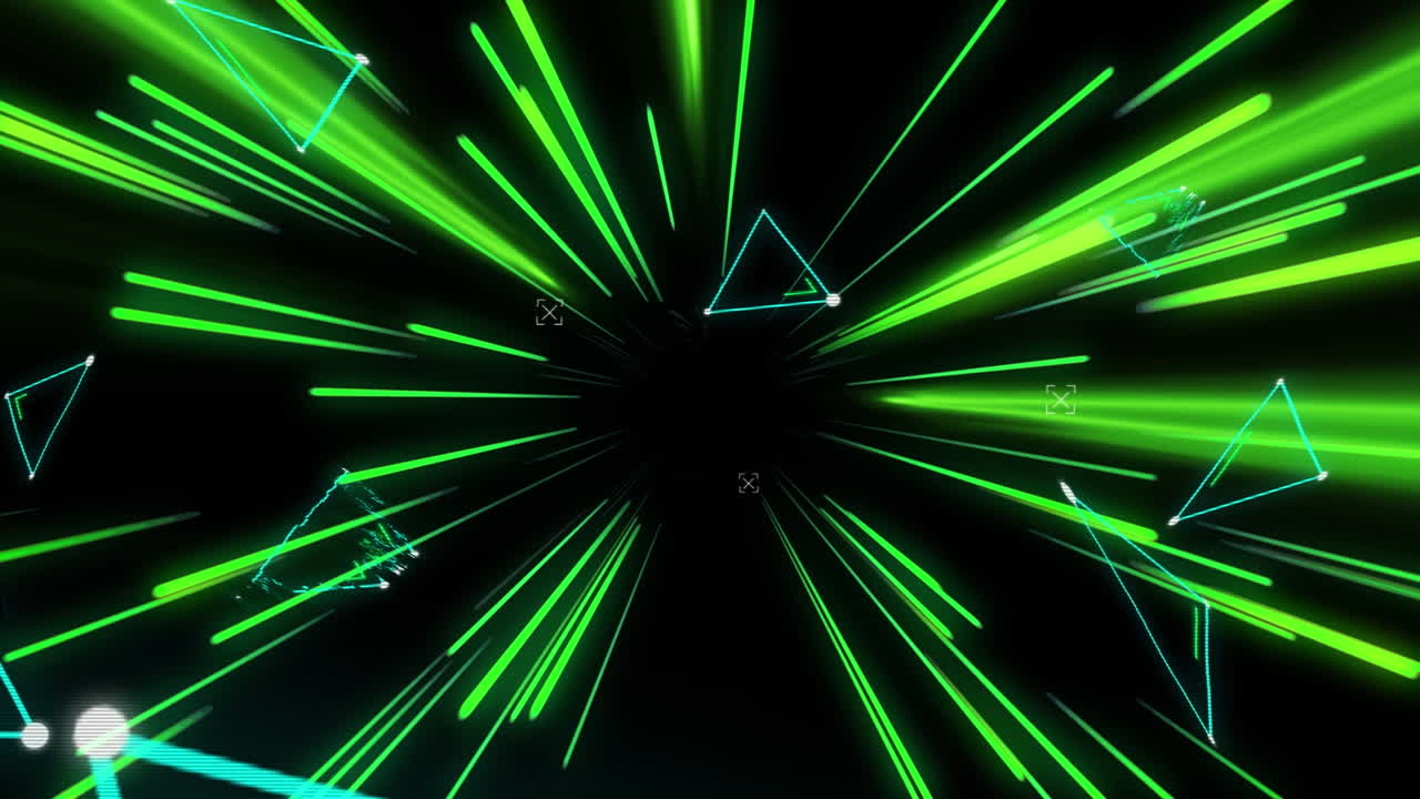 animazione di punti collegati che formano triangoli e segni incrociati con linee illuminate