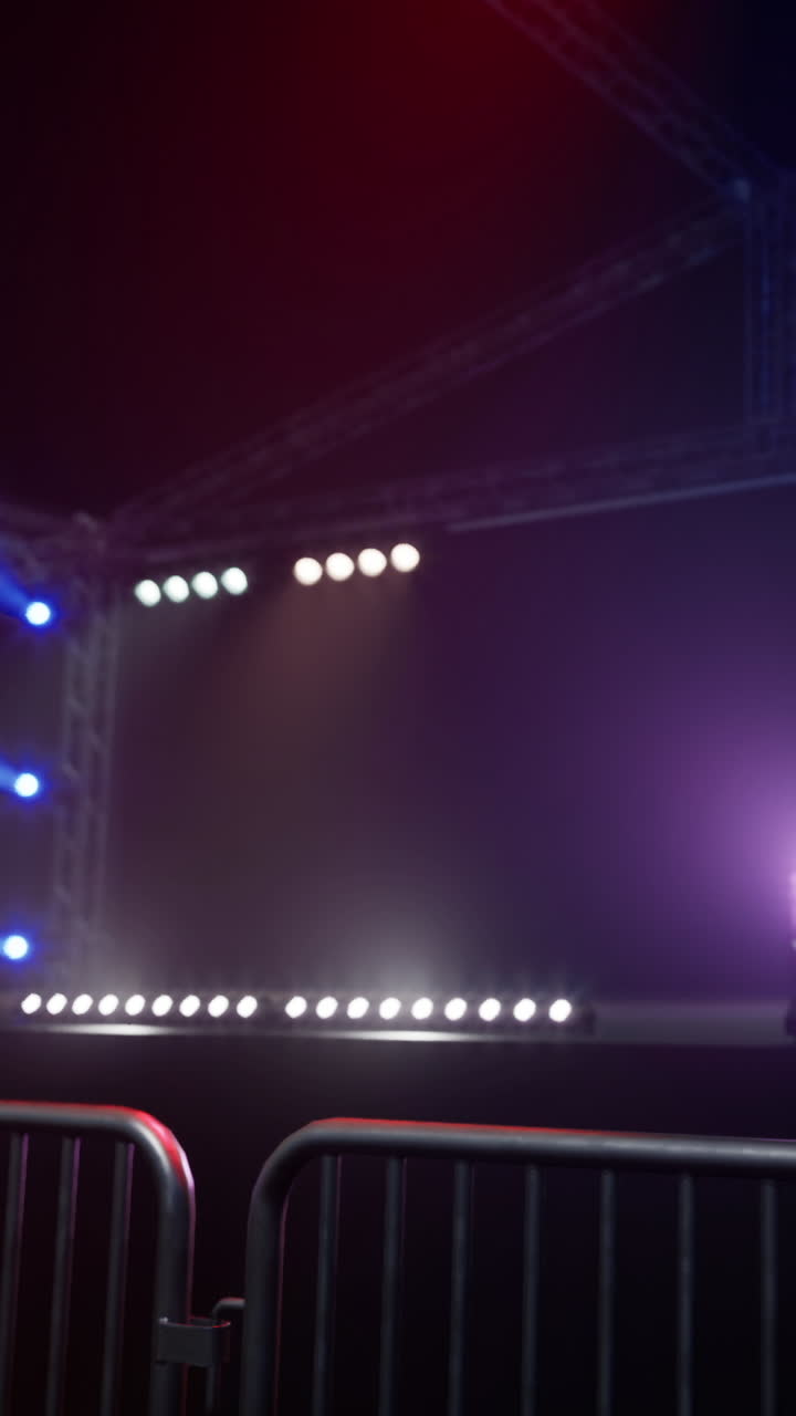 Bright lights and empty stage at music venue before the show starts