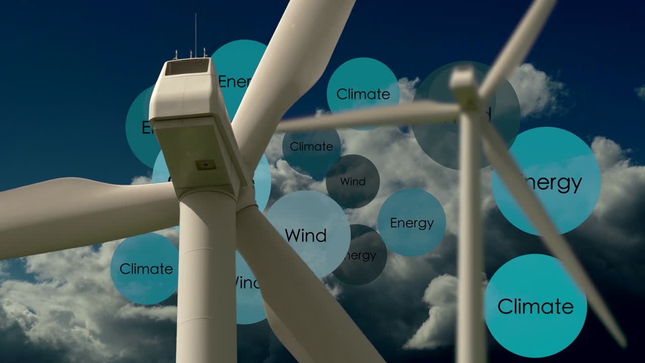 turbinas eólicas giratorias con fondo animado por computadora