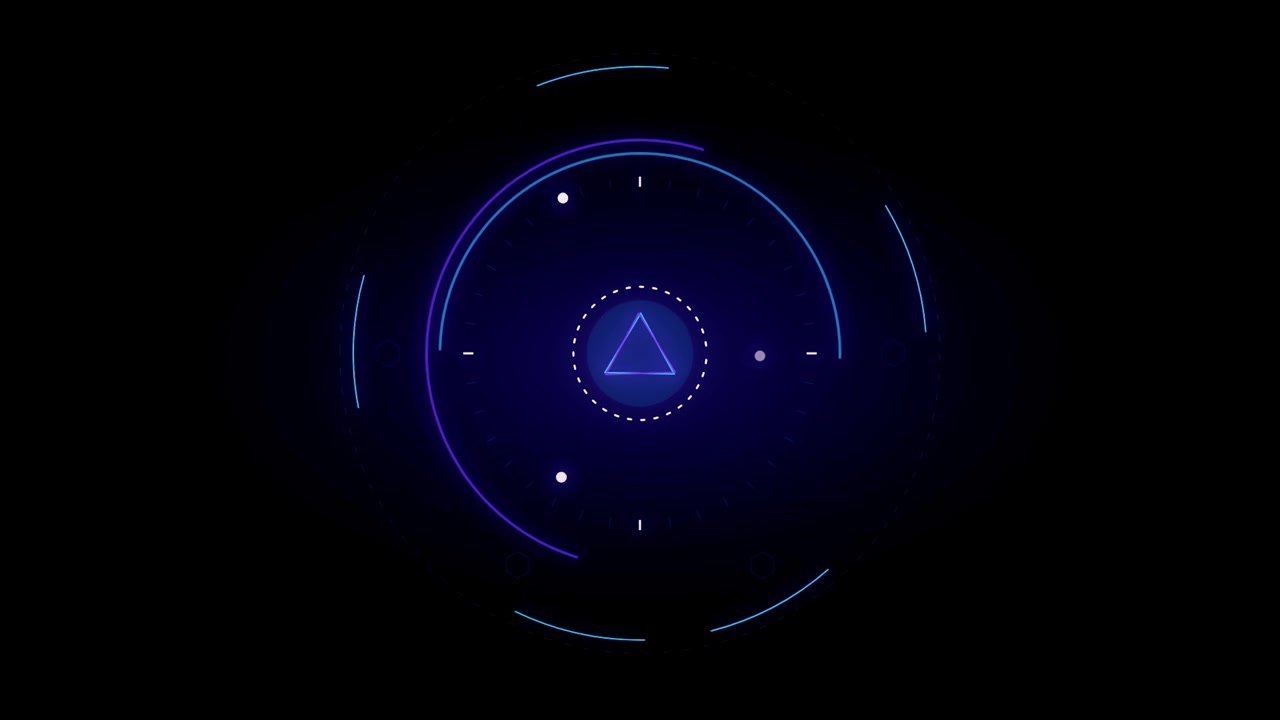 Futuristic Digital Interface With Rotating Geometric Shapes