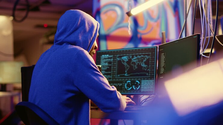 Hacker cauto che si nasconde dalla polizia
