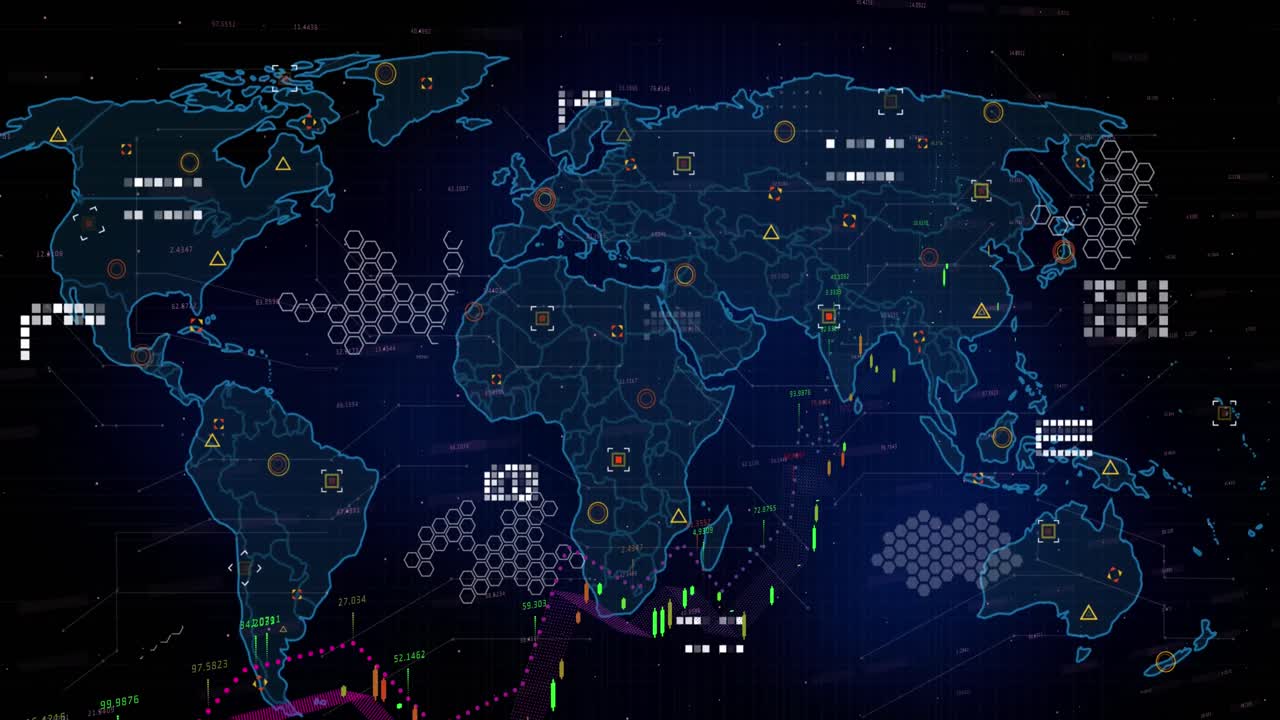 animación de estadísticas y procesamiento de datos sobre el mapa del mundo