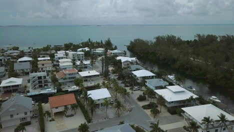 Aerial View of Waterfront Homes and Canals in a Coastal Community