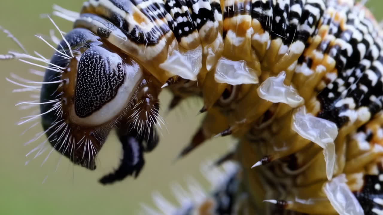 Close-up of a colorful caterpillar