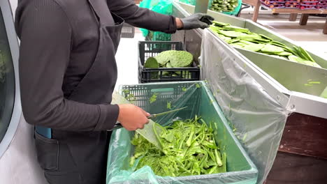 slow motion shot of person cutting people at supermarket