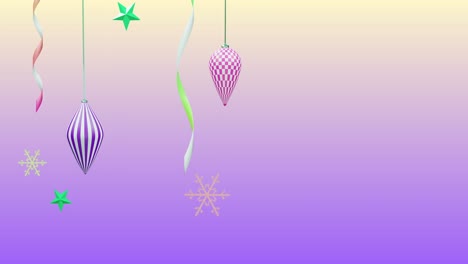 Animation-of-new-year-and-christmas-decorations-on-purple-background