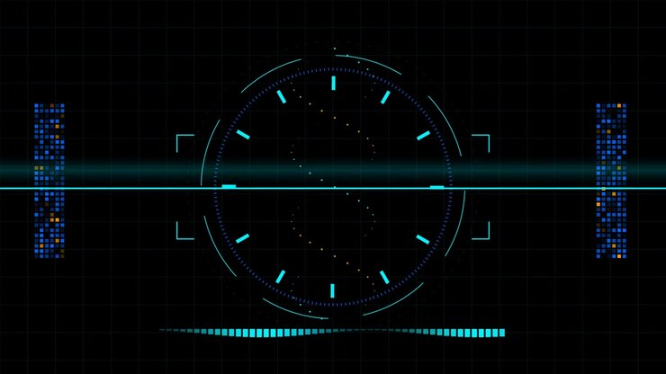 Futuristic Digital HUD Interface with Rotating Circular Scan