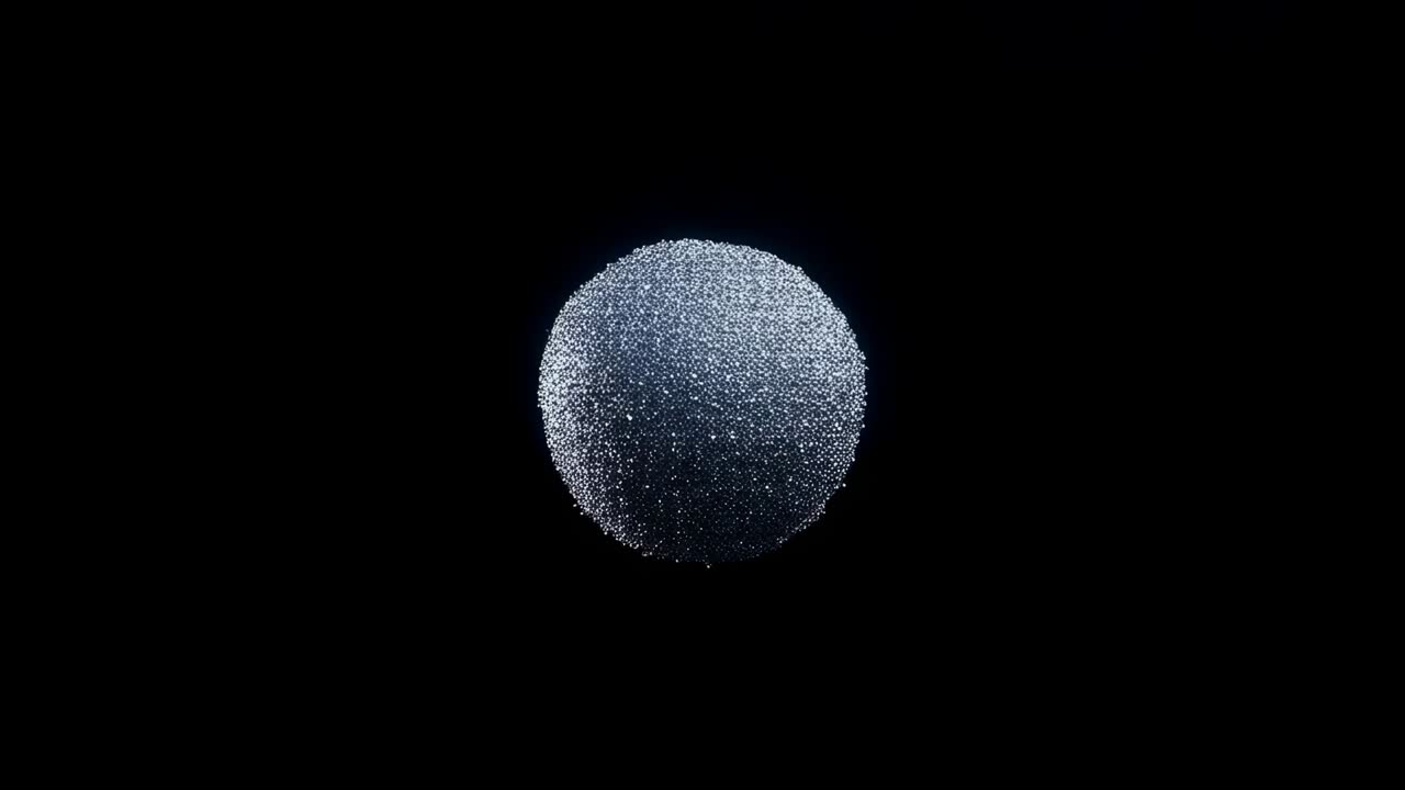 Surging energy sparking light core releasing shards and particles into black void, forming cloud