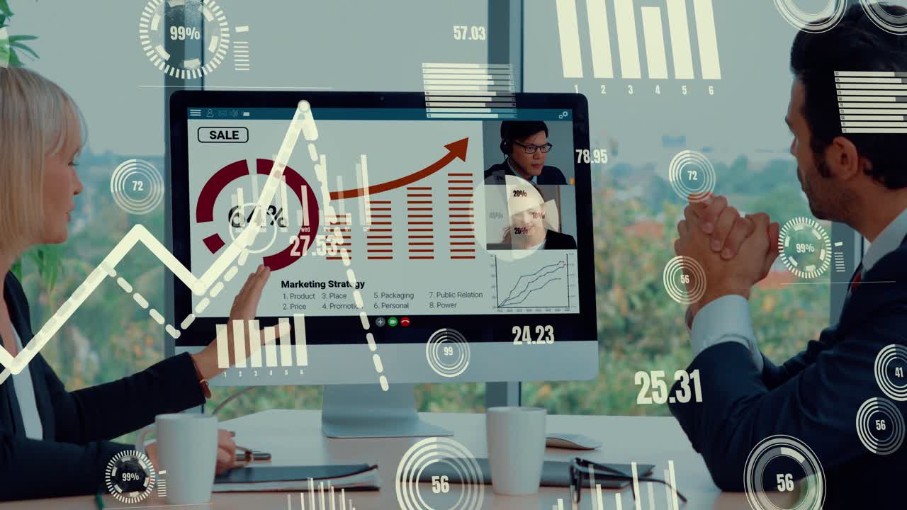 visual creativo de personas de negocios en una reunión de personal corporativo en videollamada