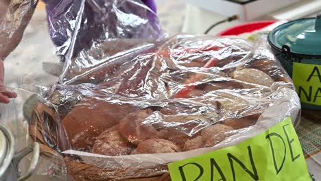 an artesanal mexican bread in pueblo magico street