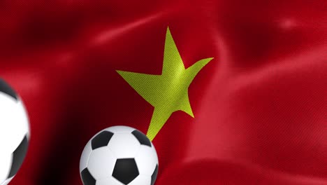 flag of vietnam with soccer balls