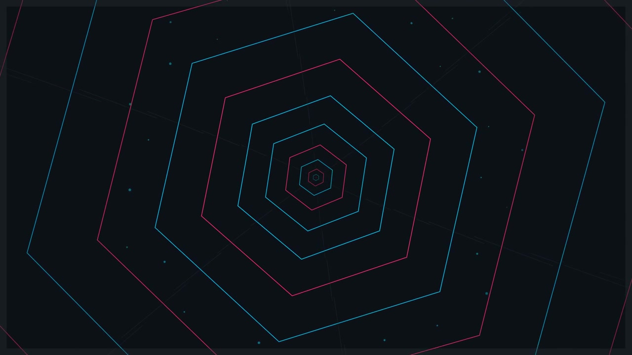 Abstract Motion Background with Pulsing Neon Hexagons