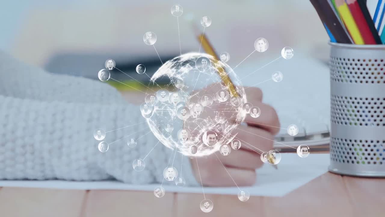 데이터 및 연결 네트워크와 함께 회전하는 지구