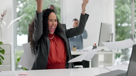 Documents,-winner-and-business-women-on-laptop