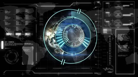 Animation of scope scanning over data processing on black background