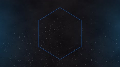 animation of blue neon hexagon and flashing white light on dark background