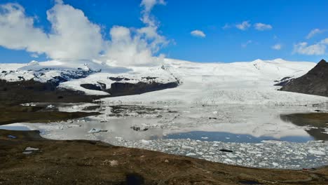 panning over icelandic glacier lake