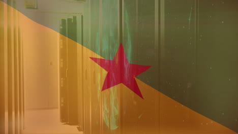 animation of flag of republic of congo over server room