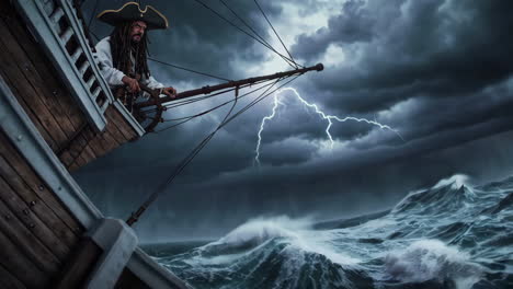 pirate ship in a storm