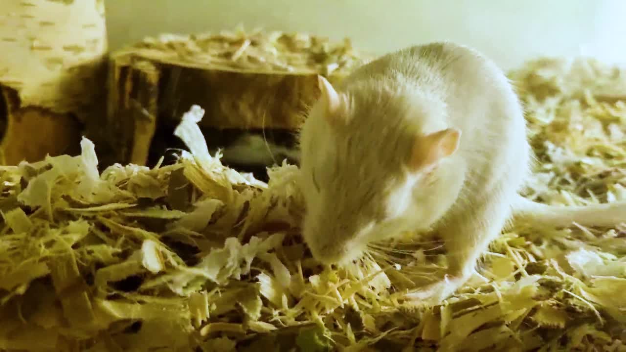 성인 몽골 gerbil 서식지에서 갓 태어난 gerbil 손질