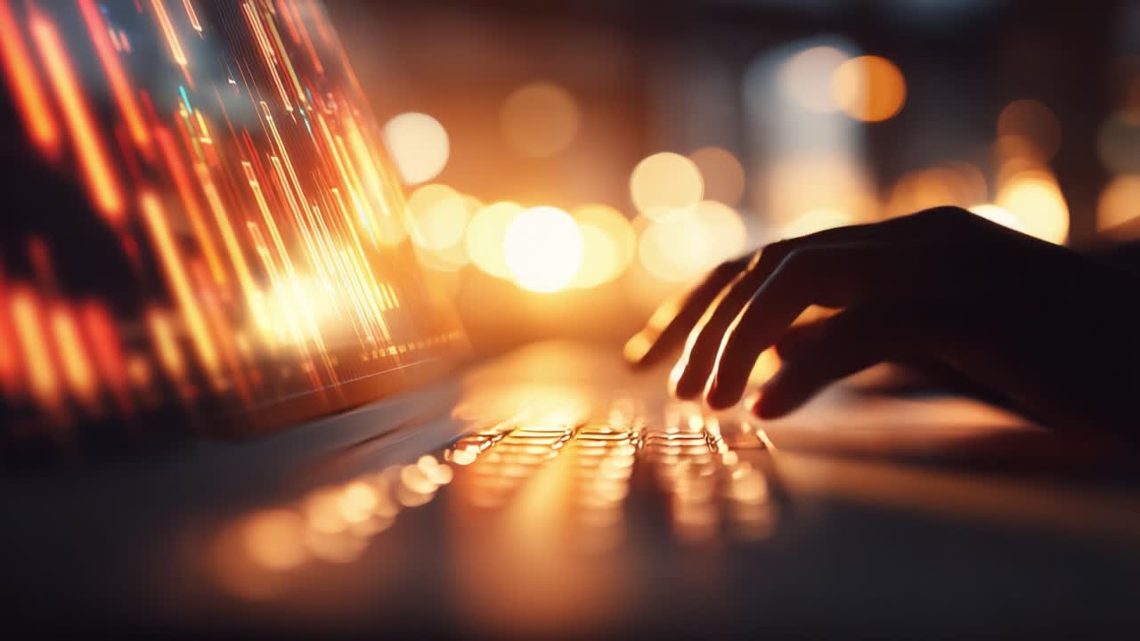 Capturing the Essence of Modern Data Analysis: A Glimpse into the Intricate World of Trading and Market Patterns Through the Glowing Screen of Technology