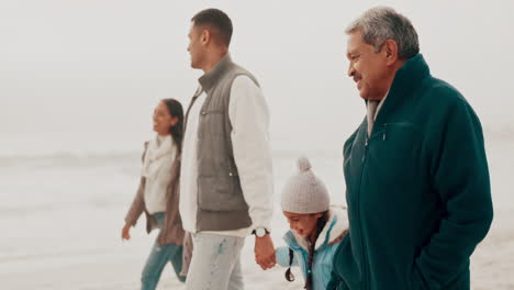 Beach,-walking-and-children-holding-hands