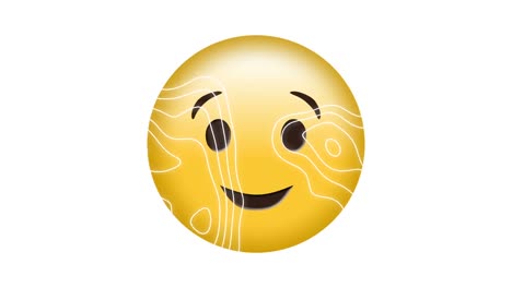 animation of smile emoji icon with lines map on white background