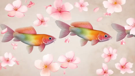 goldfish and cherry blossoms