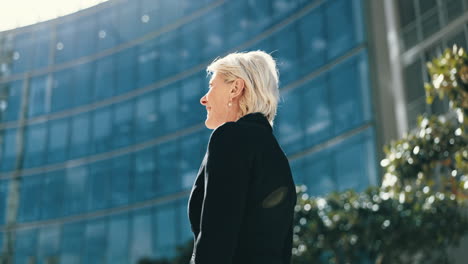 vision, wind and a business woman in the city