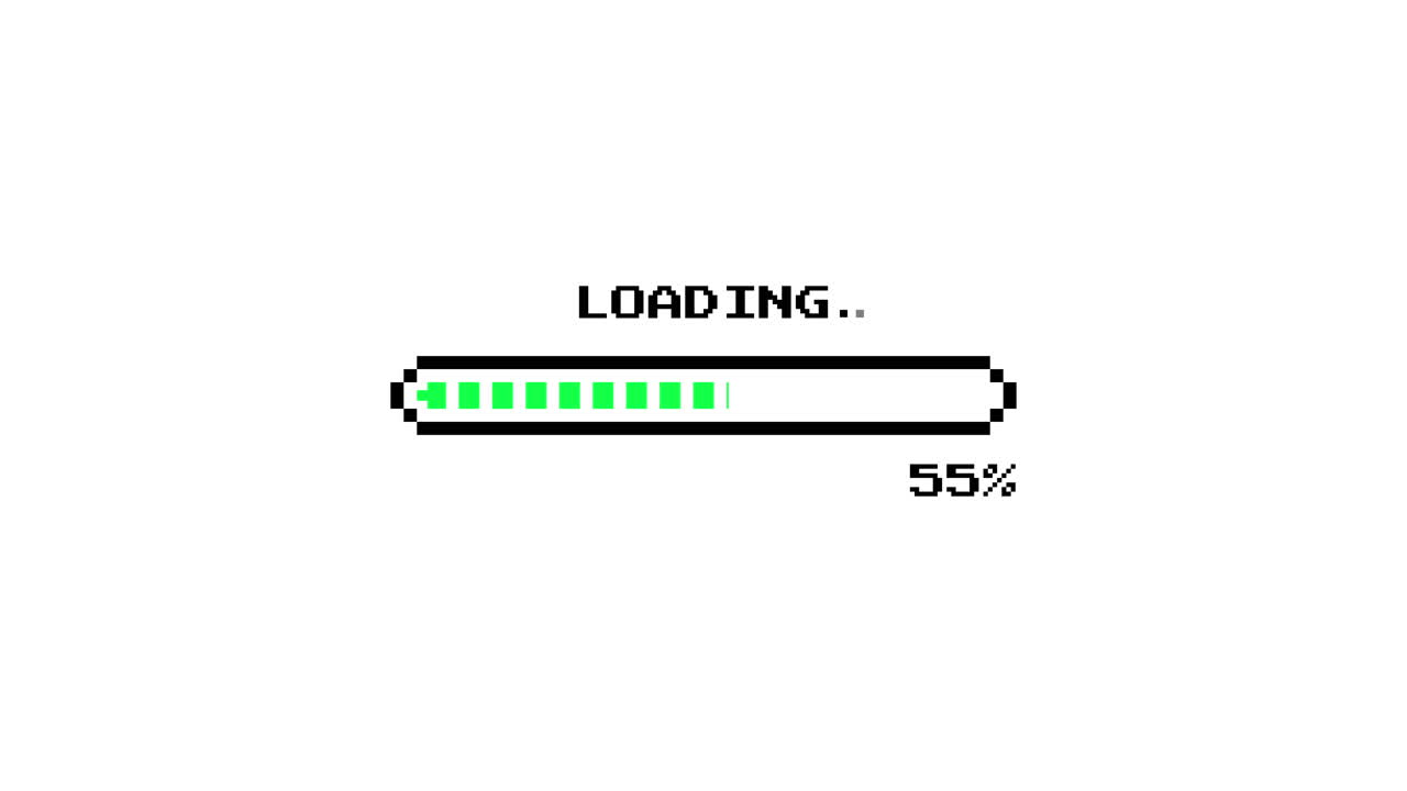 Retro Pixel Art Loading Bar Animation with Percentage