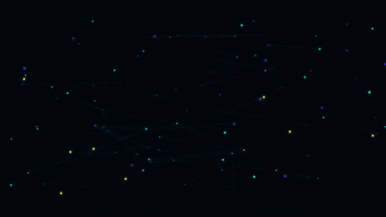 Abstrakte digitale Netzwerkverbindung mit leuchtenden Partikeln auf dunklem Hintergrund