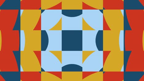 fondo gráfico de movimiento geométrico mínimo. azulejos abstractos en variación de paleta multicolor de moda. animación de bucle sin costuras con formas básicas