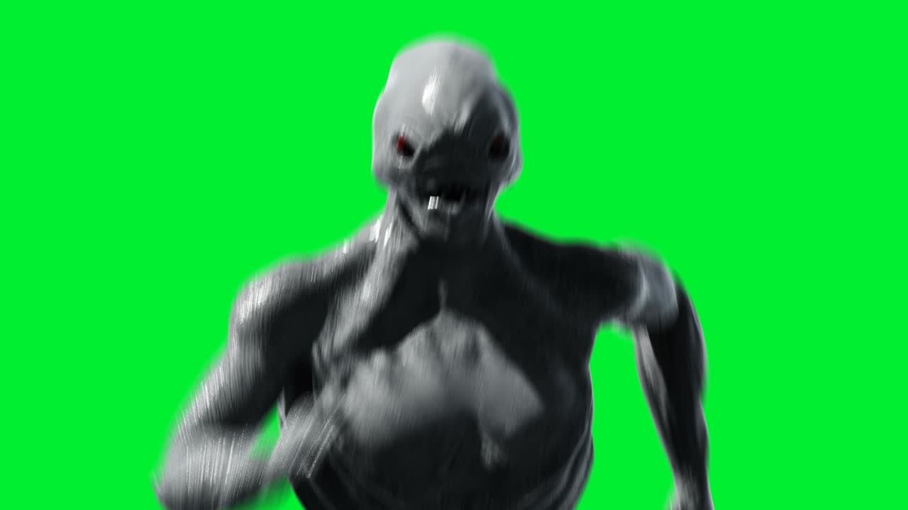 animación de monstruos aterradores. físico, movimiento, desenfoque. animación realista en 4k. pantalla verde