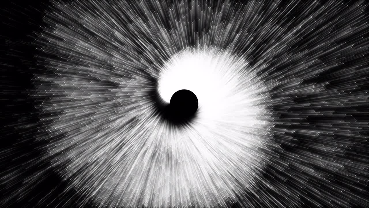 4K Abstract seamless loop white streak flow particles swirl Effect Motion on black background For Your Event, VJ, Concert, Title, Preview, Presentation.