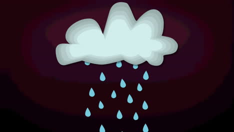 animation of blue raindrops falling from light grey cloud on dark background