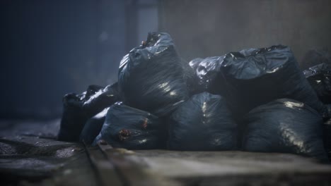 Garbage-bags-at-city-street-an-night