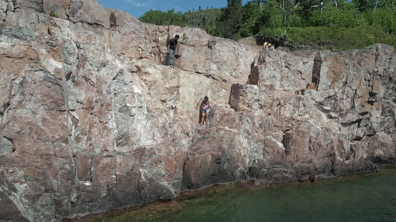 Palisade Head Lake Superior North Shore Minnesota on summer time, aerial view