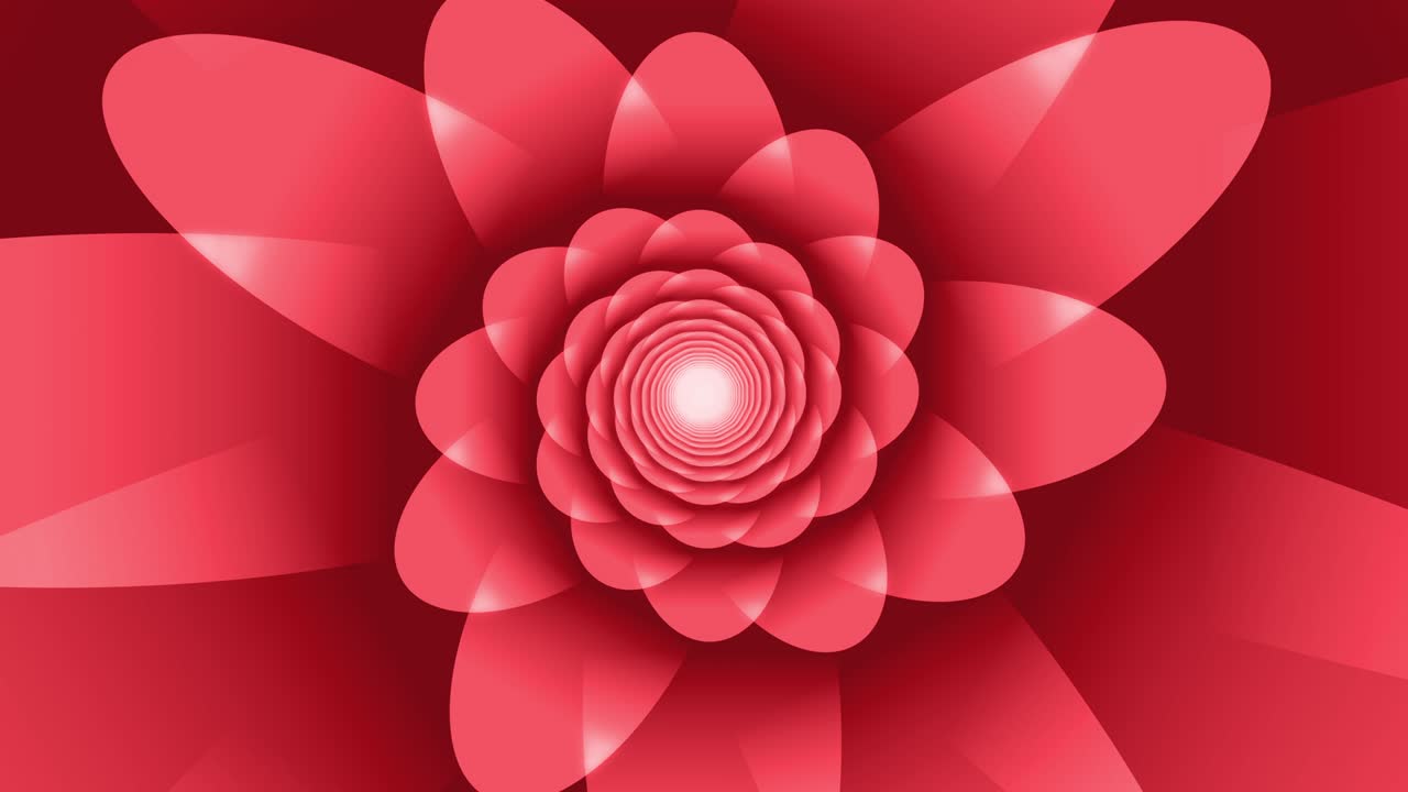 Sfondo animato in loop con forme floreali rosso chiaro e foglie arrotondate