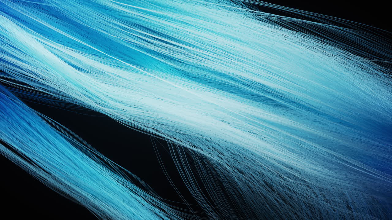 파란색 머리카락의 파동, 3d 렌더링