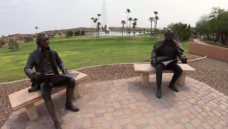 pan from jefferson to washington at the fountain hills public art display "circle of presidents